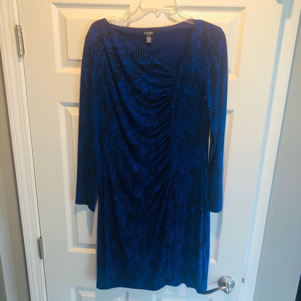 Ralph Lauren Chaps Blue and Black Dress Size Large